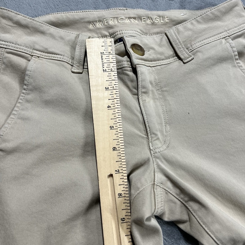 American Eagle Pants Womens 6 Short Tan Kick Boot Bootcut Low Rise Stretch - Picture 9 of 10